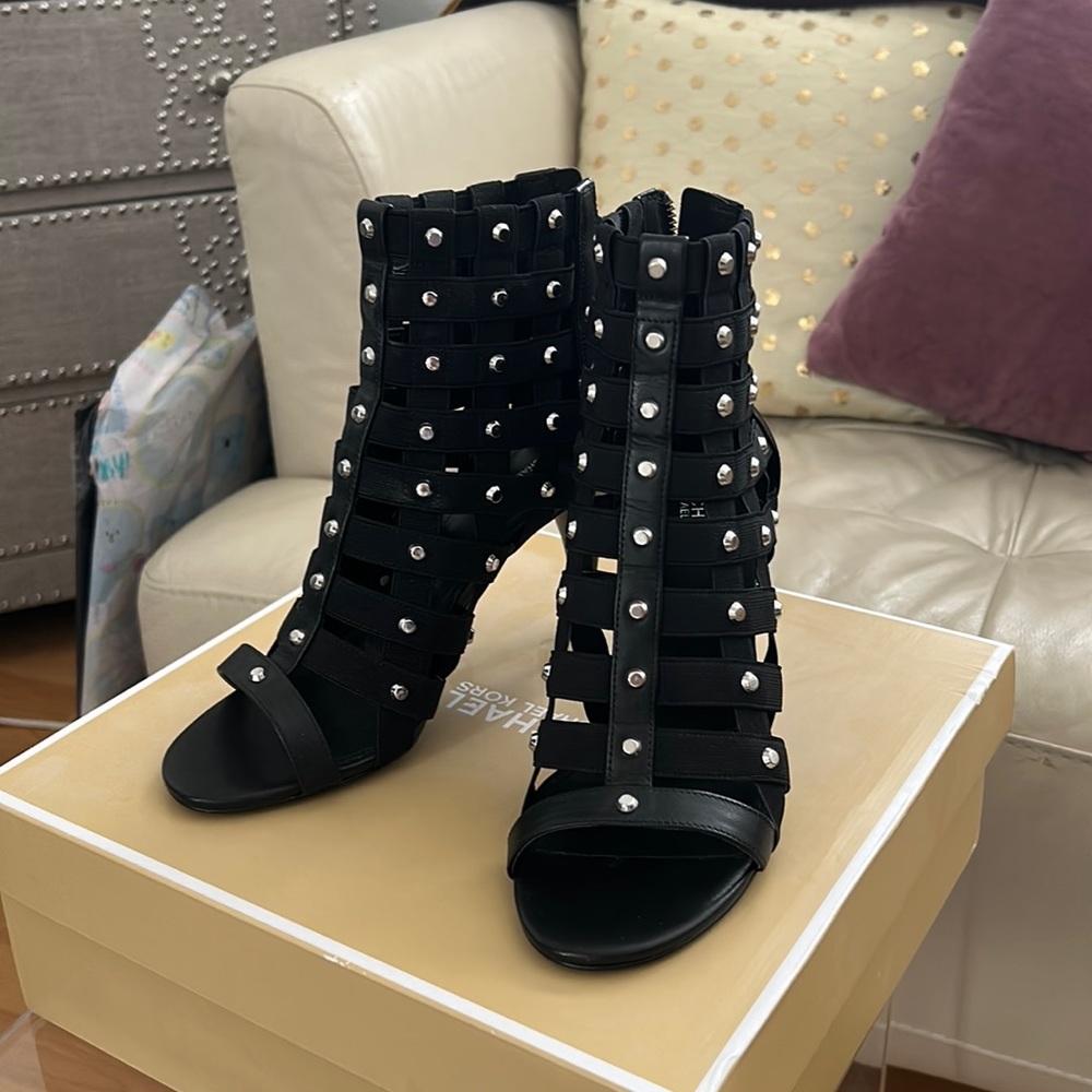 Michael Kors Sherry open top caged studded heels 6.5